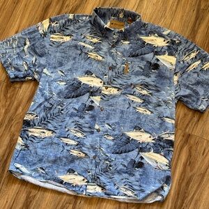 Magellan Outdoors Blue Fish Print Men's Casual Shirt